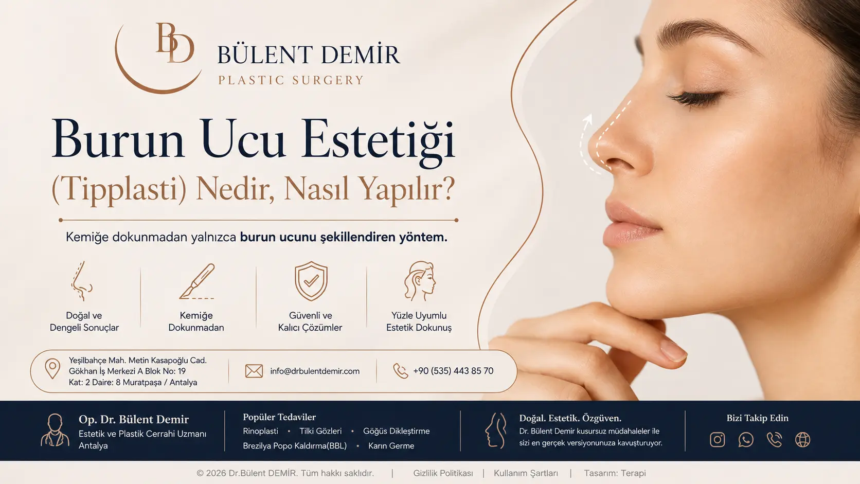 Burun ucu estetiği (tipplasti) Antalya