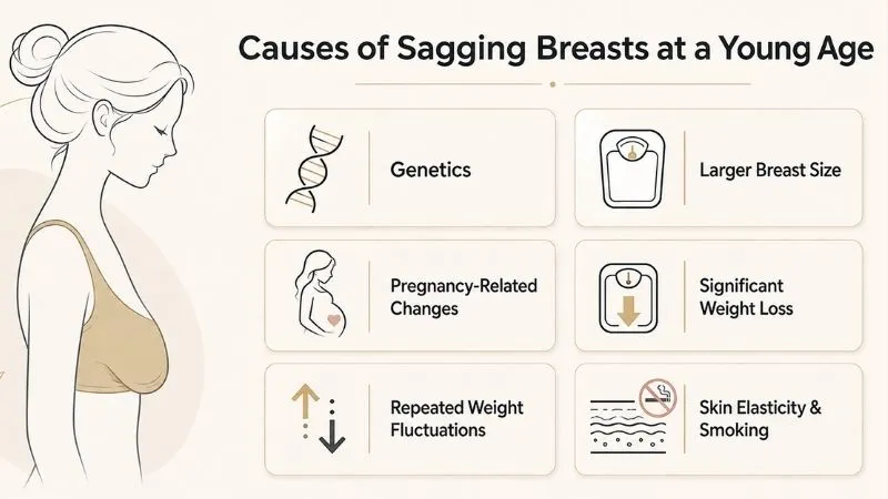 Causes of sagging breasts at a young age