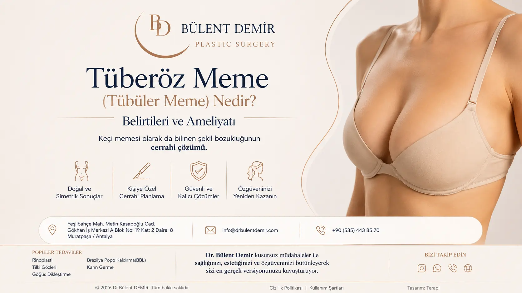 Tüberöz meme (tübüler meme) ameliyatı Antalya